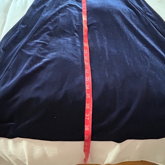 Lands End Velvet Dress Midnight Blue Elbow Sleeve Large - Picture 2 of 7
